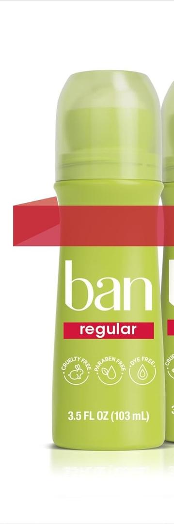 Ban Invisible Roll-on Antiperspirant Deodorant for Women and Men, 24-hour Underarm Odor & Sweat Protection, Regular Scent, 3.5 Oz, Pack of 1