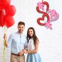 4 Pack Large Valentine's Day Heart Ornaments for Tree 8 Inch Red Pink Glitter Heart Ornaments Valentines Wreaths Foam Hang Valentines Decoration for Front Door Holiday Wedding Anniversary