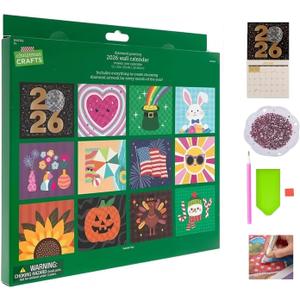 2026 Diamond Art Wall Calendar, 12-Month DIY Diamond Painting Kit with To Do List, Christmas Home Office Decoration gift