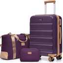 Luggage Sets 3 Piece,Suitcases with Wheels,Carry On Luggage Set,ABS Hard Case Luggage with TSA Lock Spinner Wheels(3 Piece Sets,Purple(20"/DB/TB)), Violet
