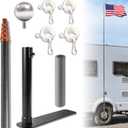 Upgraded Telescopic Flagpole with Anti-Break Tube, Thickened Tire Bracket Tailgate Flagpole - 20ft Carbon Fiber RV Flagpole Kit, Suitable for Tailgate Parties, Camping and Outdoor Activities