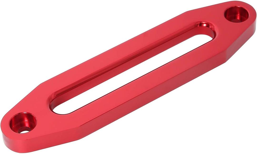 10 inch Billet Polished Aluminum Bolt-Pattern Hawse Fairlead Synthetic Winch 8000-15000 LBs for ATV/UTV Rope Cable (Anodized Red, 10'')