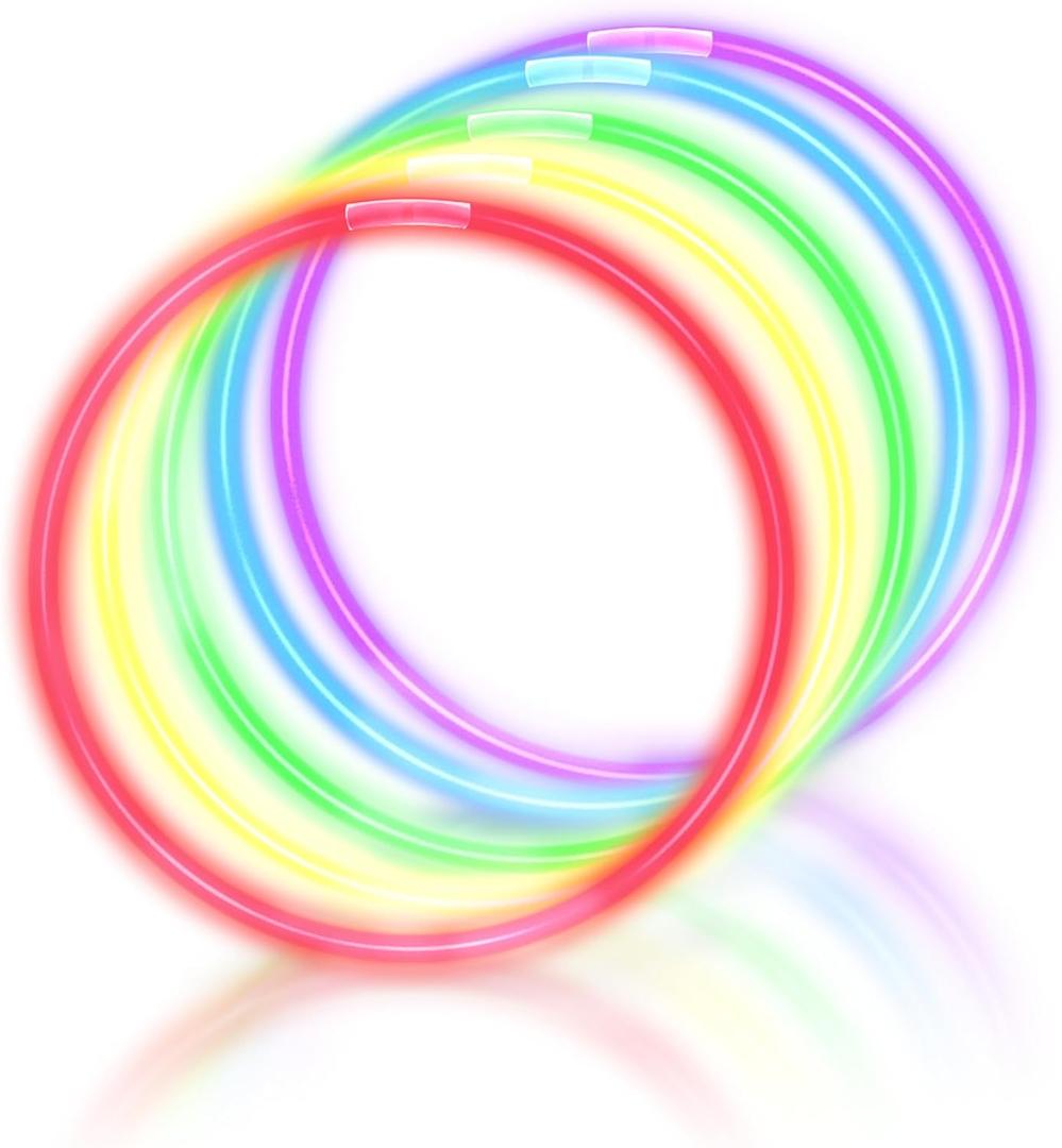 Windy City Novelties 22 Glow Stick Necklaces 50 Pack for Summer Parties, Camping & July 4th Celebrations (Assorted)