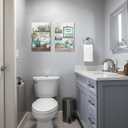 XLMDYYSW Teal Bathroom Wall Art Funny Bathroom Sign Canvas Pictures Farmhouse Flower Poster Prints Rustic Bathroom Painting for Toilet Decor Framed (Teal, 16.00" x 24.00")