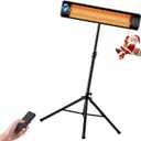 Electric Patio Heater for Outdoor with Tripod, 1500W Waterproof, Remote Control, Tip-Over Protection, Freestanding or Wall-Mounted, Black
