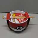 Silver Buffalo Pokemon Pokeball Ceramic Ramen Noodle Bowl with Chopsticks, Microwave Safe, 20 Ounces