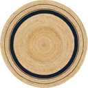 Natural Jute Rug Hand Braided Round Area Rug Handmade Rug for Home Decor (4 Feet Round (48 x 48 Inches), Beige + Black Line)