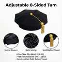 Doctoral Regalia Set with PhD Hood and 8-Side Tam Graduation Gown with Gold Piping and Velvet Trim Ceremony Attire (Blue) 48