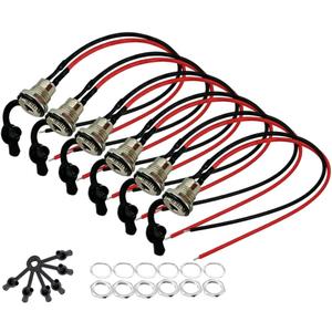 6Pcs 5.5x2.1mm DC Power Jack, Threaded Female Panel Mount Barrel Connectors for CCTV Camera, LED Strip, DIY Electronics Project with 20cm/7.9in 18 AWG Cable
