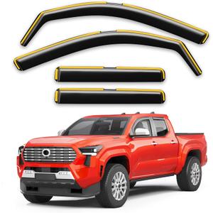 in-Channel Window Rain Guards Fit for Truck Toyota Tacoma 2024-2026 Double Cab with 4 Full-Size Doors Extra Durable Window Deflectors Window Visors Vent Shades Vent Visors Car Accessories