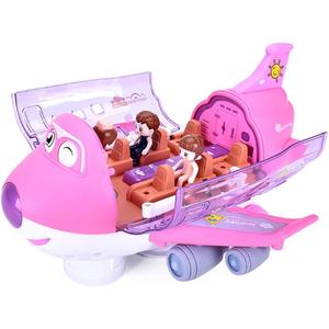 Miracland Airliner Musical Model, 360 Rotating Passenger Jet with Lights & Music, Universal Wheels, 1 Air Hostess & 2 Passingers (Pink)