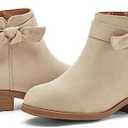 Coutgo Girls Toddler Bow knot Ankle Boots Low Chunky Heel Side Zipper Cute Dress Booties Little Big Kid 13