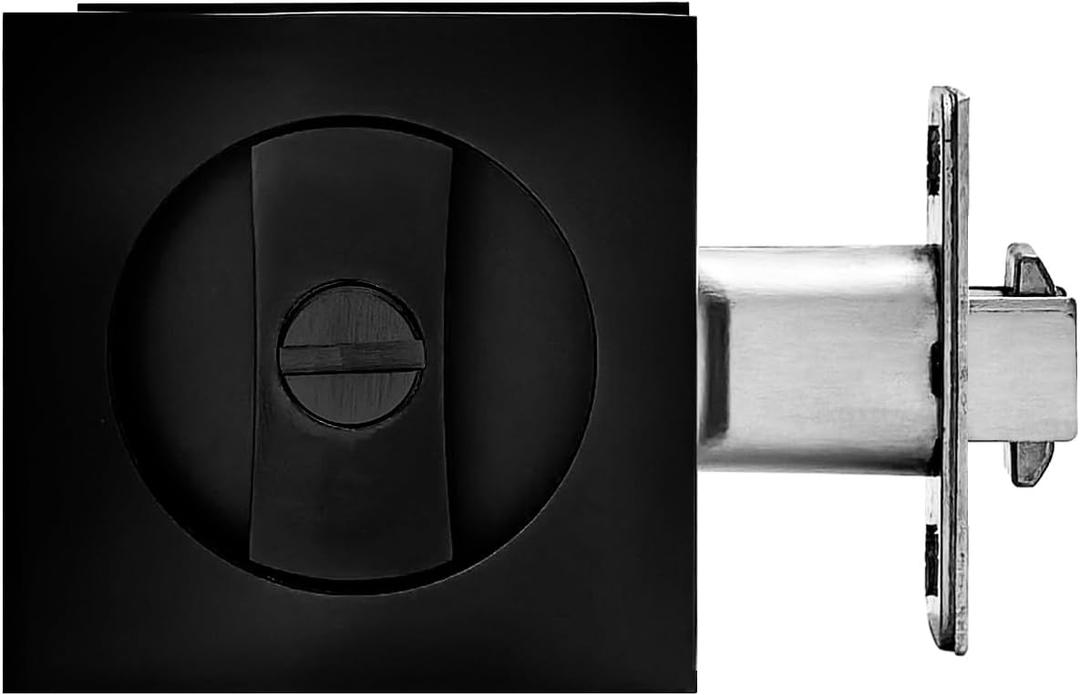 Pocket Door Lock,Privacy Door Hardware Suitable for Bathroom Bedroom etc Recessed 2 Sided, 2 3/8" Backset, Invisible Hardware for 1 3/8 to 2 3/16 Thickness Door (Black-Privacy)