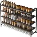 Shoe Rack 4 Tier Long Storage Organizer Wide Metal Shoe Shelf for Closet Entryway Brown