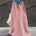 Women's Wide Leg Sweatpants High Elastic Waist Flowy Palazzo Pants Loose Baggy Pants Bottoms (Pure Pink)