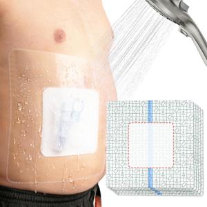 25Pcs 10.2"x10.2" Shower Shields Wound Cover, Large Waterproof Protector Bandage with Non-Stick Central Pad, Adhesive Dressing Film for Dialysis Catheter Post Surgical PICC Line