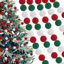 3 Pcs 9 Ft Christmas Pom Pom Garland 123 Ball Hanging Felt Ball Pompom Bead Ornament String Banner Garland for Wall Christmas Tree Indoor Home Room Decoration(Red White Green)
