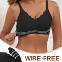 Womens Wireless Bras Push Up Bralette Supportive Everyday Bras Seamless Full Coverage Comfort T-Shirt Bra (Black, L)