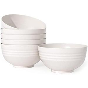 Homestockplus [Non Ceramic] 34 Oz Big Bowls， Soup Bowls BPA-Free Dishwasher & Microwave Safe Bowl Sets for Cereal, Salad, Soup, Ramen,Noodle,Oatmeal,Snack Apply to Kitchen, Freezer【Set of 6】