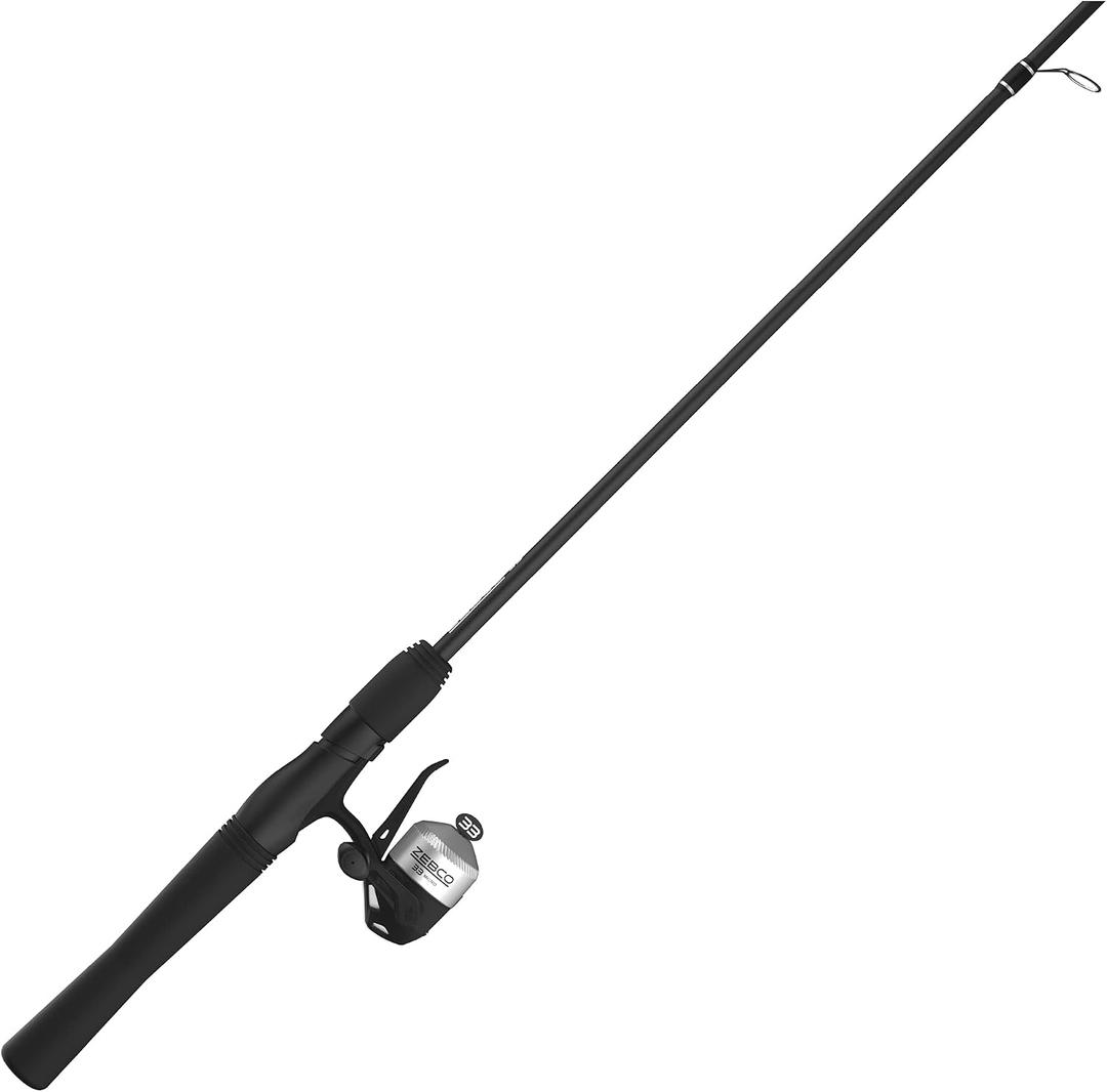 Zebco 33 Micro Trigger Spincast Reel and Fishing Rod Combo, 5-Foot 2-Piece Rod with Comfortable EVA Handle, Quickset Anti-Reverse Fishing Reel with Bite Alert, Silver/Black