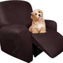 molasofa Leather Like Recliner Chair Covers - Large Lazy Boy Recliner Chair Covers for Reclining Chair 4 Pieces Washable Recliner Slip Covers That Stay in Place (Chocolate) (1 Seater)