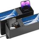Heart Horse Car Seat Gap Filler Abyss Effect Atmosphere Light, Seat Gap Filler Organizer Box with USB and Type-C Charging Ports, Card Coin Storage Car Interior Accessories 2PCS