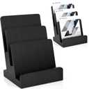 6 x 9 Wood Brochure Holder 3 Tier Pamphlet Display Stand Black Brochure Display Stand Postcard Holder Flyer Holder Magazine Rack Literature Stand Book Display for Desk Booklets Menu (1)