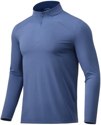 BANTREK Men Quarter Zip Pullovers Lightweight Long Sleeve Golf Shirts Dry Fit 1/4 Zip Athletic Shirt for Workout Running, XXL