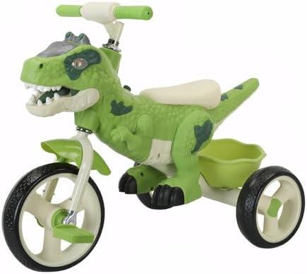 Dinosaur Kids Tricycle for Rider- Toddlers Kid Trike Bike Big Wheel with Music, Storage Basket,Indoor/Outdoor Preschool Daycare Kids Bike,Best Gift for 3-7 Year Old Girls & Boys (Green)