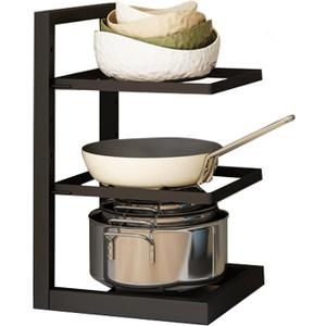 3-Tier Cookware Rack  16.5 Inches High, Ideal for Cast Iron Skillets, Baking Pans, and Shallow Cookware  Space-Saving Storage Solution for the Kitchen  Simple Assembly Required
