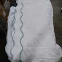 Lush Decor Coastal Chic Scalloped Edge Light Filtering Window Curtain Panels Pair, 52" W x 84" L, Blue & White - White Curtains for Living Room - Coastal Decor