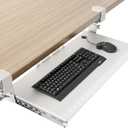 AX WABER Keyboard Tray Under Desk Pull Out with Extra Sturdy C Clamp Mount System, 27.3 (32.5 inch Including Clamps) x 11 Inch Slide-Out Platform Computer Drawer for Typing White AX01WW01