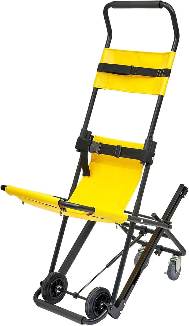 Portable Stair Lift Chair, Folding Chair to Carry Elderly Up Stairs, Manual Stair Chair for Outside and Home Transfer, Single OperateStair Chair Lift Withstands 350 Lbs (Yellow)