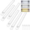 Under Cabinet Lighting 12 Inches Rechargeable Motion Sensor Light Indoor, 3 Color Dimmable Closet Light Battery Operated, USB Stick on LED Magnetic Under Counter Lights for Kitchen Stair, 6Packs