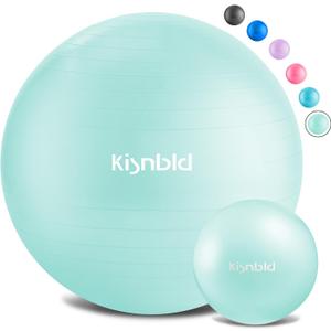 Exercise Ball, Extra Thick Yoga Ball for Workout Pregnancy Stability, 4 Sizes Anti-Burst Balance Ball with Foot Pump - Heavy Duty Fitness Ball Chair for Office, Home & Gym (L,(23-26in,58-65cm), Aqua)