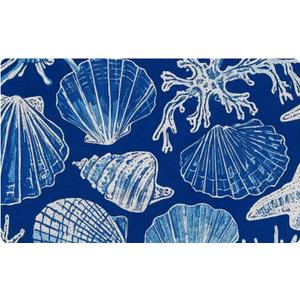 Coastal Beach Door Mat, Blue Ocean Coral Shell Starfish Welcome Mats Doormat for Front Door Porch Indoor Outdoor Entrance Entryway, Beach Themed Bath Mat, 17x30 Inch