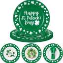 Yungyan 6 Pcs St Patricks Day Plastic Charger Plates 13 Inch St Patricks Day Round Resuable Charger Plates Large Shamrock Plate for Holiday Party Decorations Dinner Tableware Supplies