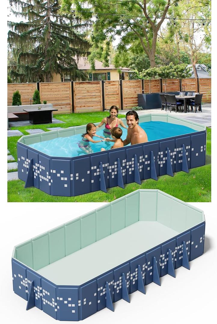 Extra Large Non-Inflatable Swimming Pool for Family,Foldable Pools with 14 Triangle Bracket,Hard Plastic Shell Adult Collapsible Pool,Portable Folding Kids Pools for Backyard. (122IN) Extra Large Non-Inflatable Swimming Pool for Family,Foldable Pools with 14 Triangle Bracket,Hard Plastic Shell Adult Collapsible Pool,Portable Folding Kids Pools for Backyard. (122IN)