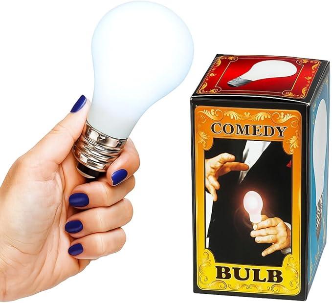 MilesMagic Magician's Comedy Magic Lamp Glow in Hand, Touch Model Gimmick with Magnetic Ring Light Push Bulb for Close Up Magic Trick, White