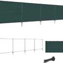 SunnyRoyal 5' x 24' Privacy Fence Screen Panel with Iron Poles Freestanding No Dig Heavy Duty Windscreen Mesh Fabric Temporary Dog Fencing for Outdoor Backyard Patio Garden (Green)