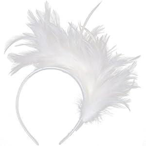 JUNBESTN Feather Fascinator Women Halloween Christmas Tea Party 20s 50s 80s Headband Hat