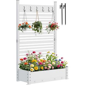 YITAHOME Outdoor Privacy Screen, 72" H x 42" W Outdoor Privacy Fence with Planter Box, Wood Fence Panel, Privacy Wall Outdoor, Wood Fence Panel for Backyard, Patio,1 Panel, White