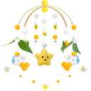 Baby Mobile for Crib Crib Nursery Mobile for Boys Stars Bee Flower Nursery Decor Soothe Baby Shower Set for Infant Bedroom Hanging Decoration White Yellow