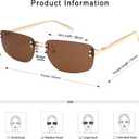 Trendy Y2k Sunglasses for Women Vintage Rectangle Sunnies AP3719 (C3 Gold/Brown)
