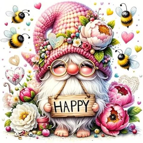 Gnome Diamond Paintings Kits for Adults, Flower Diamond Art Kits Full Drill Diamond Dots Paint with Diamonds Gem Arts and Crafts for Beginner Home Wall Decor