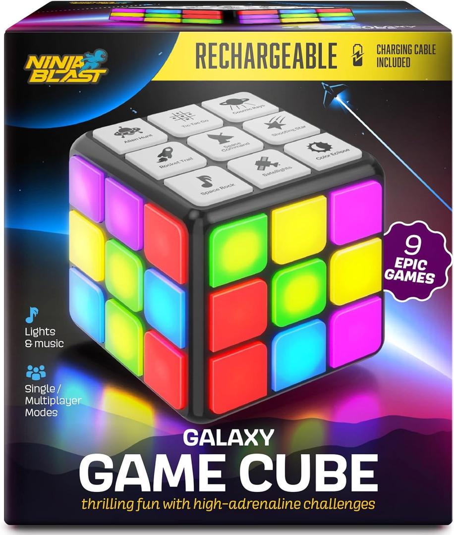 Rechargeable Game Activity Cube - Toys for Boys and Girls - 9 Fun Brain & Memory Games - Birthday Gifts for Age 6-12 Year Old Kids Teens - Best Boy Toy Gift Ideas