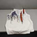 Womens American Flag Button V-Neck Tank Coloful Printed Sleeveless Patriotic Shirts Summer Tops (Large)