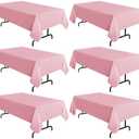 sancua 6 Pack Pink Tablecloth 60 x 102 Inch, Rectangle Table Cloth for 6 Feet Table - Stain and Wrinkle Resistant Washable Polyester Table Cover for Dining Tables, Buffet Parties and Camping