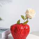 DN DECONATION Red Strawberry Vase, Strawberry Ceramic Flower Vases for Colorful Girly Home Decor, Decorative Cute Vase for Strawberry Party Decorations