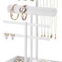 bussdis 3 Tier Bracelet Holder Display - Detachable T Bar Pure White Velvet Bracelet Holder, Jewelry Holder Organizer for Bracelet, Necklace, Earrings, Rings